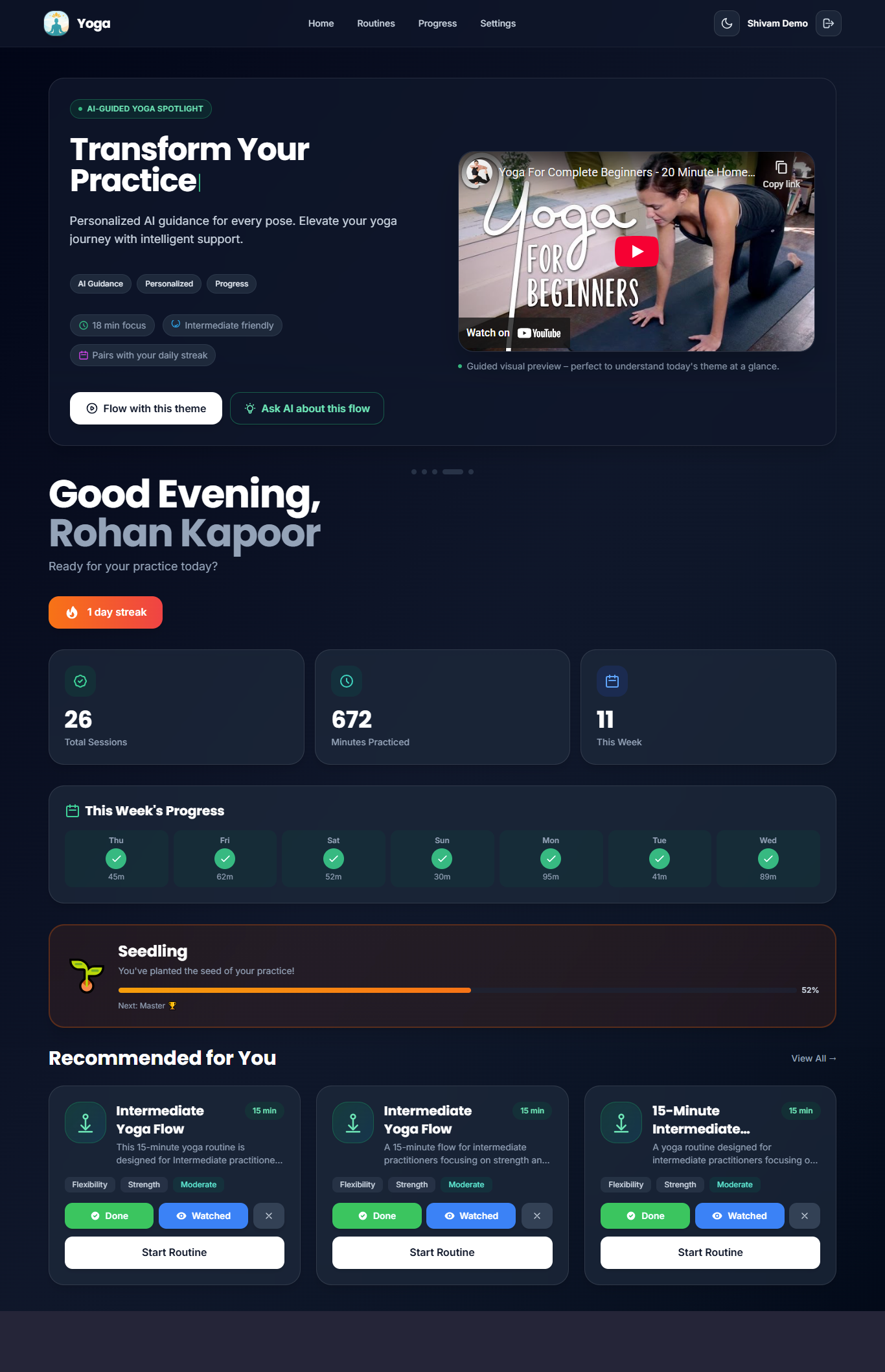 AI Yoga Instructor Platform screenshot 1